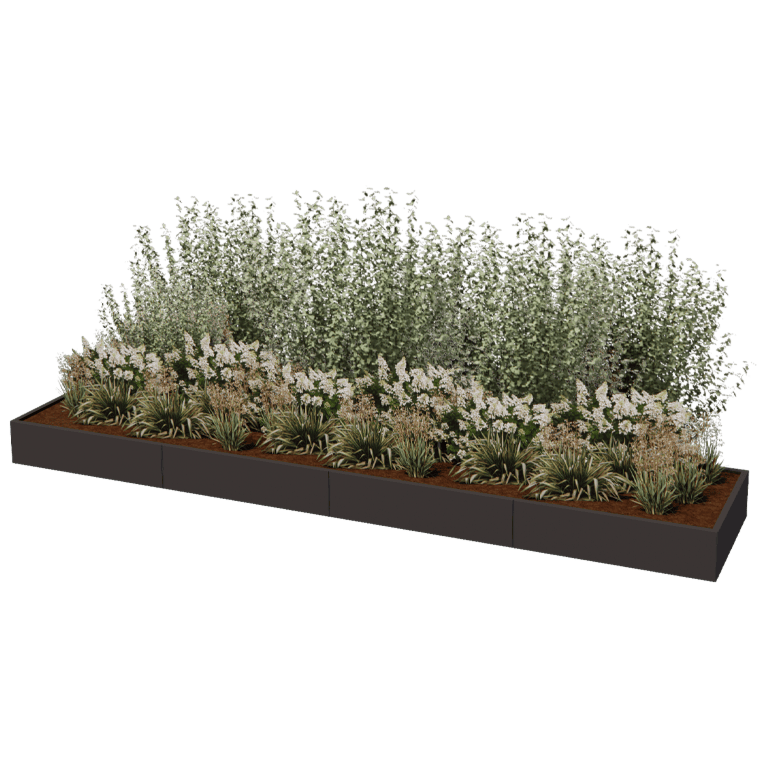 Plantekasse af pulverlakeret stål Texas xxl 480 x 100 cm