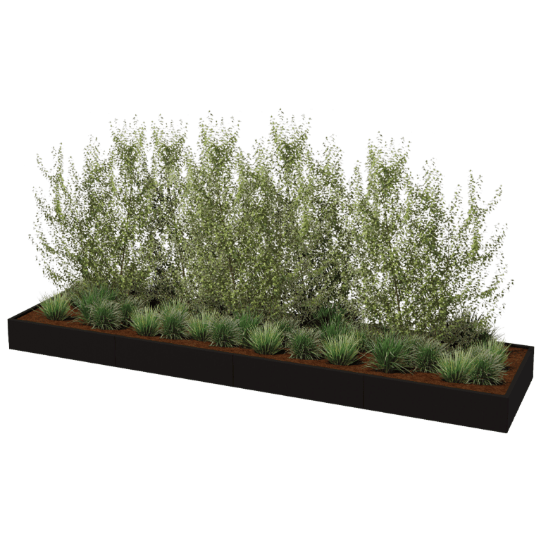 Plantekasse af pulverlakeret stål Texas xxl 480 x 120 cm