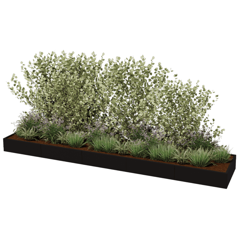 Plantekasse af pulverlakeret stål Texas xxl 500 x 100 cm