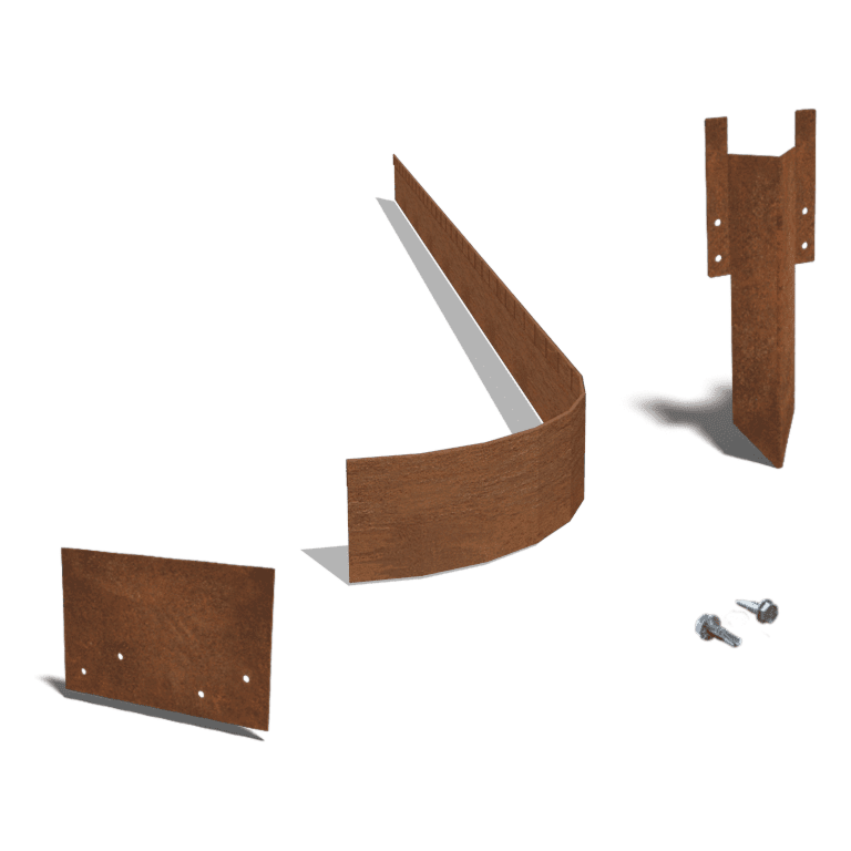 Bedkant af cortenstål valset FLEX 13 cm komplet sæt pr. 24 meter