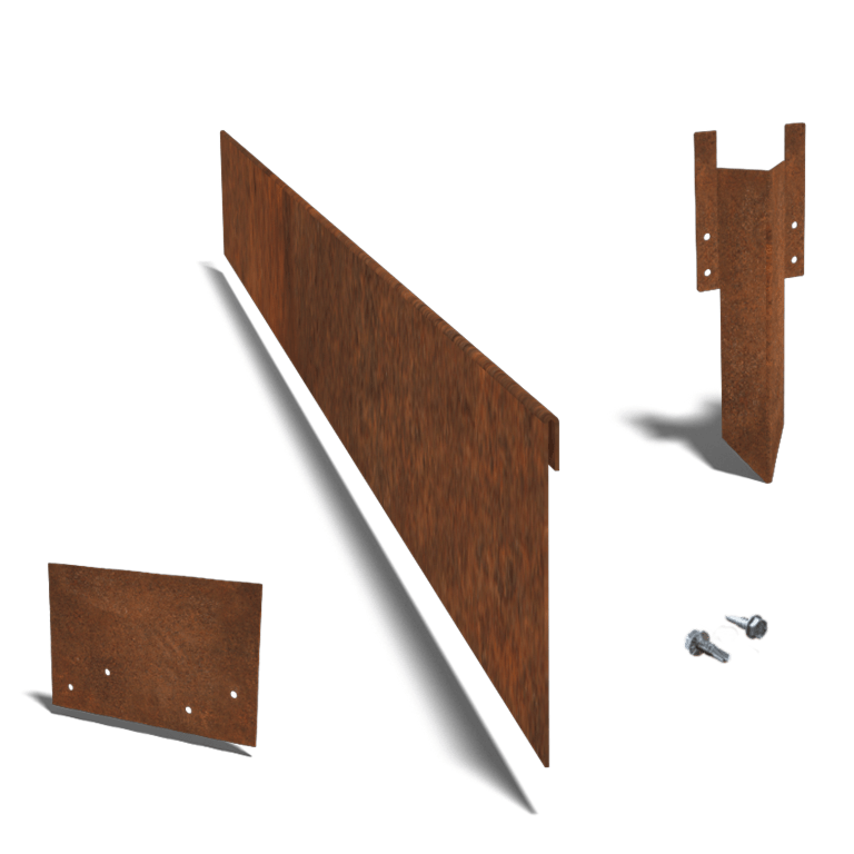 Bedkant af cortenstål valset 13 cm komplet sæt pr. 15 meter