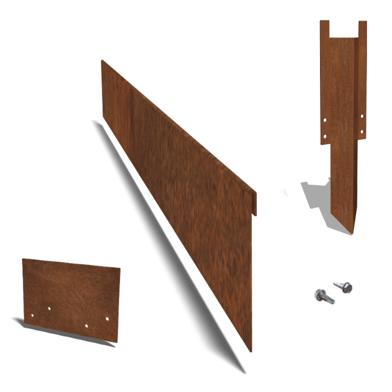Bedkant af cortenstål valset 23 cm komplet sæt pr. 15 meter