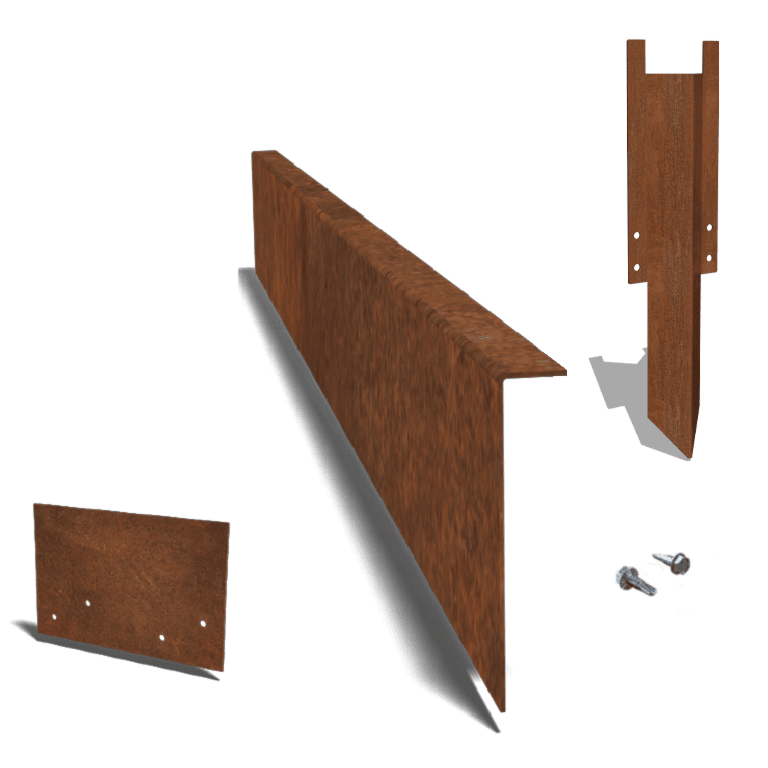 Bedkant af cortenstål bukket 22 cm komplet sæt pr. 15 meter