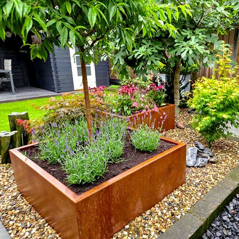 Svejst plantekasse Corten-stål Montana 100 x 100 x 40 cm