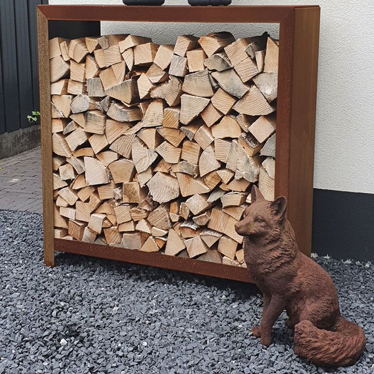 Brændeopbevaring af cortenstål Indiana 100 x 100 x 40 cm