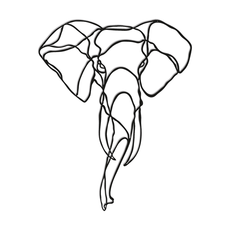 Vægdekoration af metal Elefant 1.0