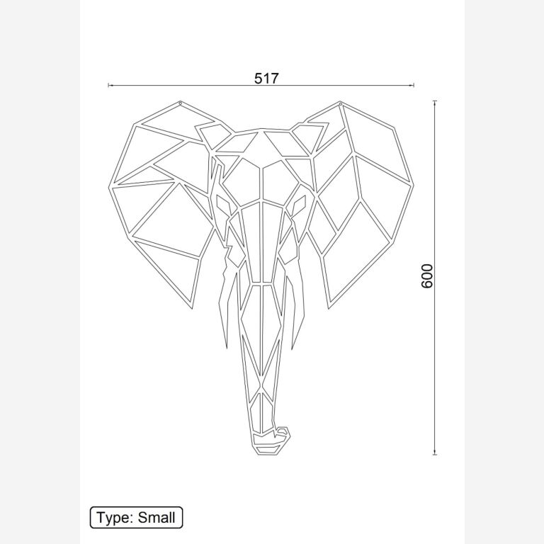 Vægdekoration af metal Elefant 2.0