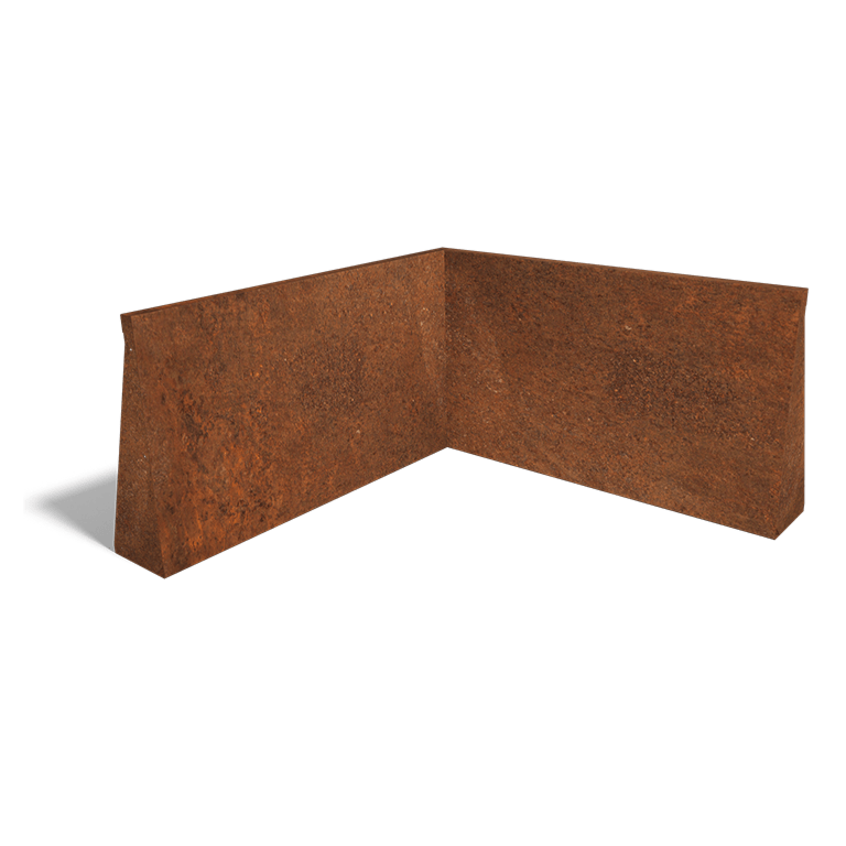 Støttemur af cortenstål indvendigt hjørne 100 x 100 cm (højde 60 cm)
