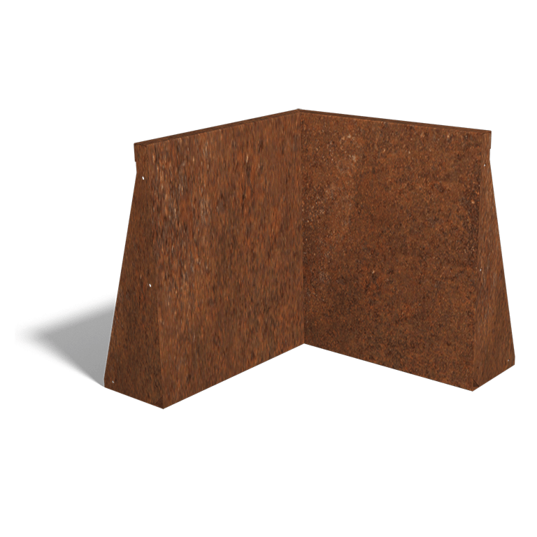 Støttemur af cortenstål indvendigt hjørne 50 x 50 cm (højde 60 cm)