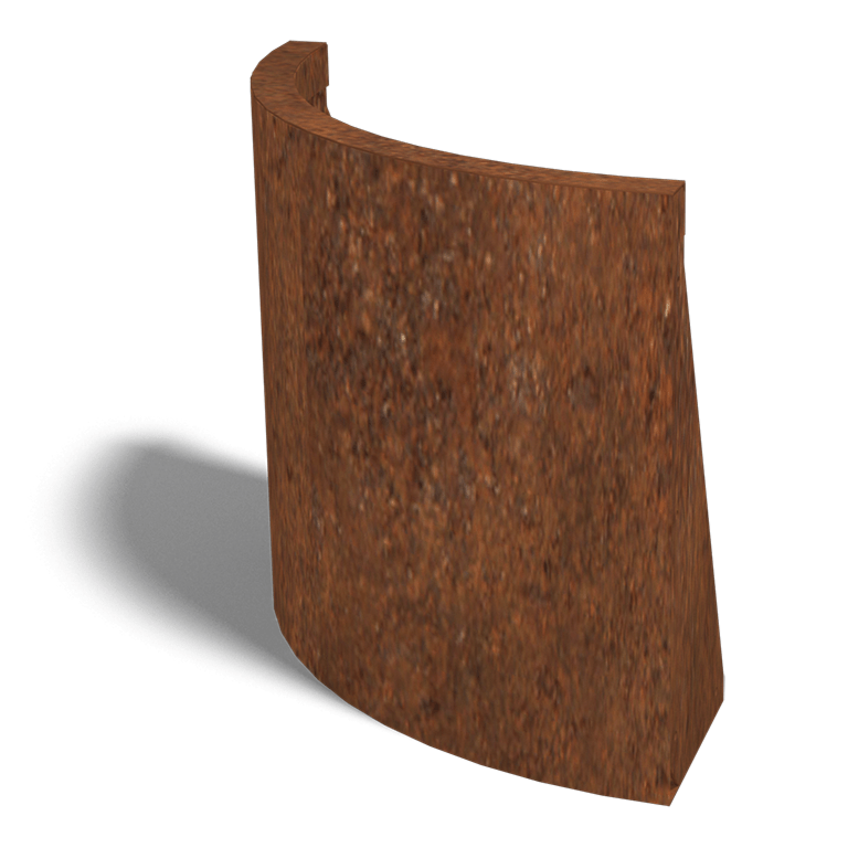 Støttemur af cortenstål udvendig kurve 50 x 50 cm (højde 50 cm)