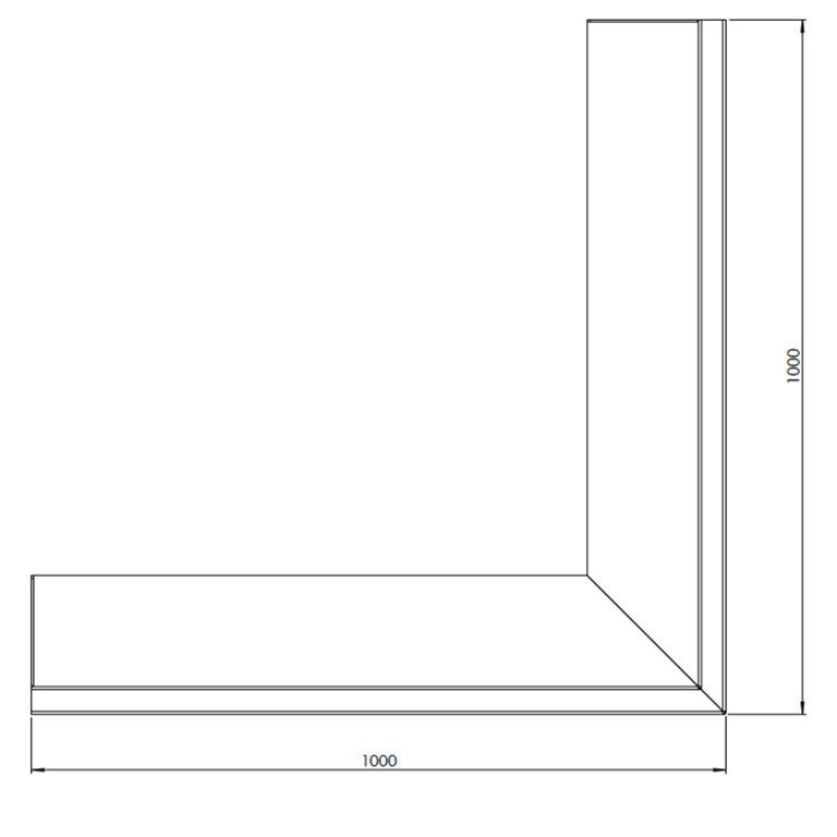 Støttemur af cortenstål udvendigt hjørne 100 x 100 cm (højde 60 cm)