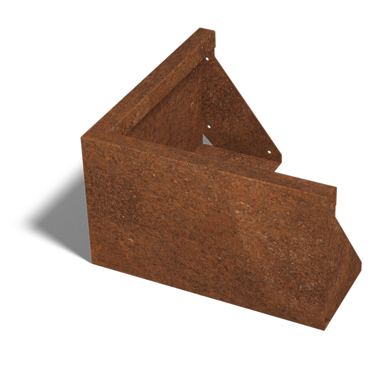 Støttemur af cortenstål udvendigt hjørne 50 x 50 cm (højde 30 cm)