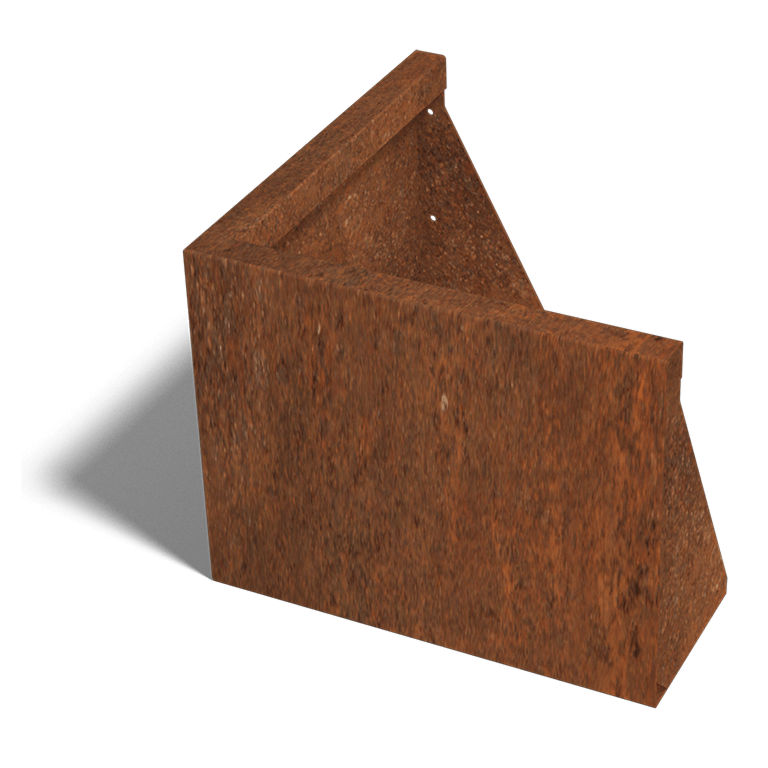 Støttemur af cortenstål udvendigt hjørne 50 x 50 cm (højde 40 cm)