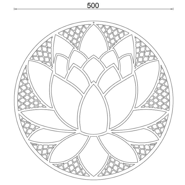 Vægdekoration af cortenstål Lotusblomst