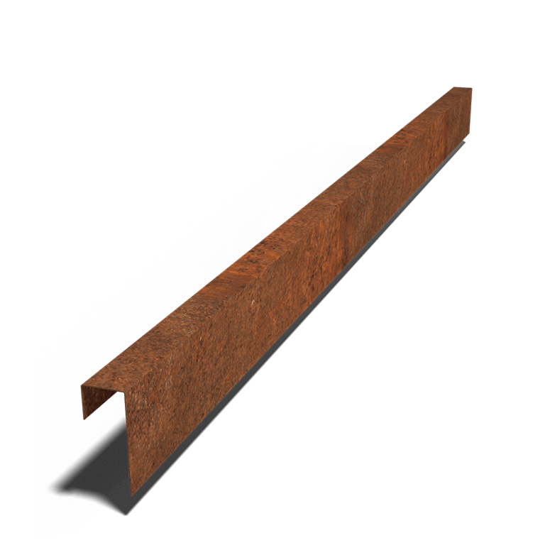 Afdækningsprofil af cortenstål 15 x 6 x 5 cm (længde 240 cm)