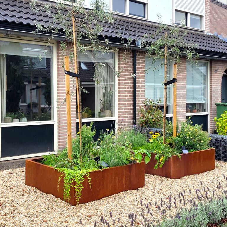 Plantekasse af cortenstål Miami 120 x 120 cm