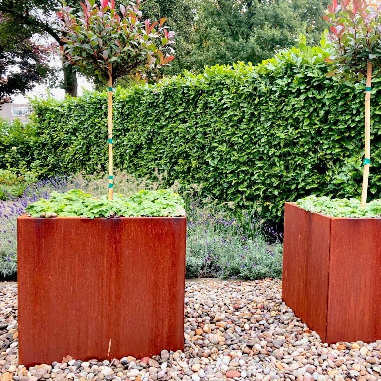 Plantekasse af cortenstål Miami 70 x 70 cm