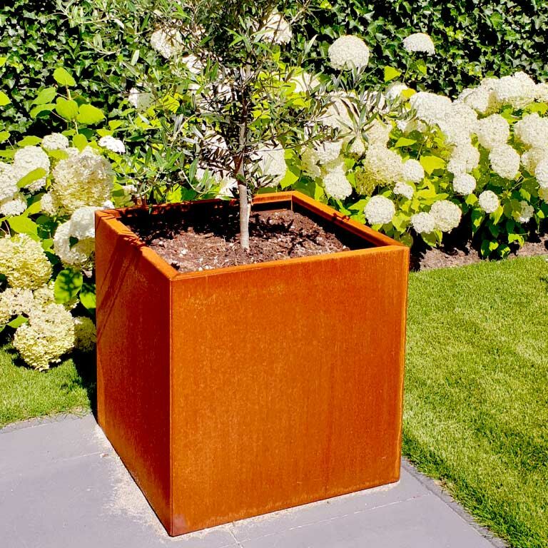 Plantekasse af cortenstål Miami 70 x 70 cm