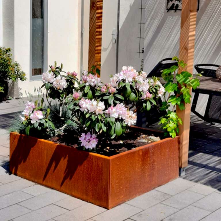 Plantekasse af cortenstål Texas 100 x 120 cm