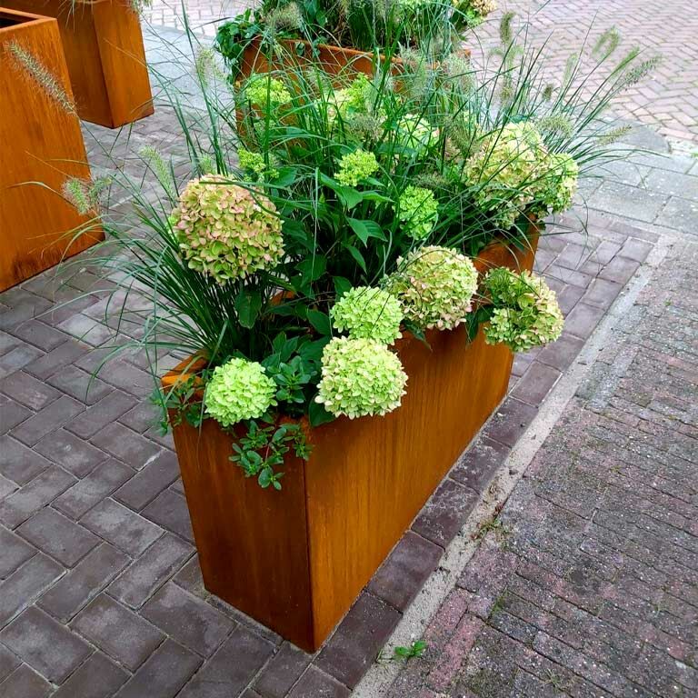 Plantekasse af cortenstål Texas 30 x 100 cm