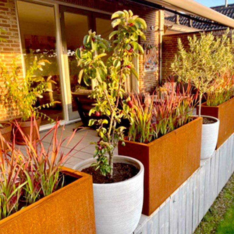 Plantekasse af cortenstål Texas 30 x 120 cm