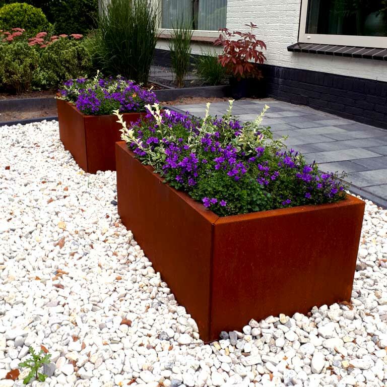 Plantekasse af cortenstål Texas 50 x 100 cm