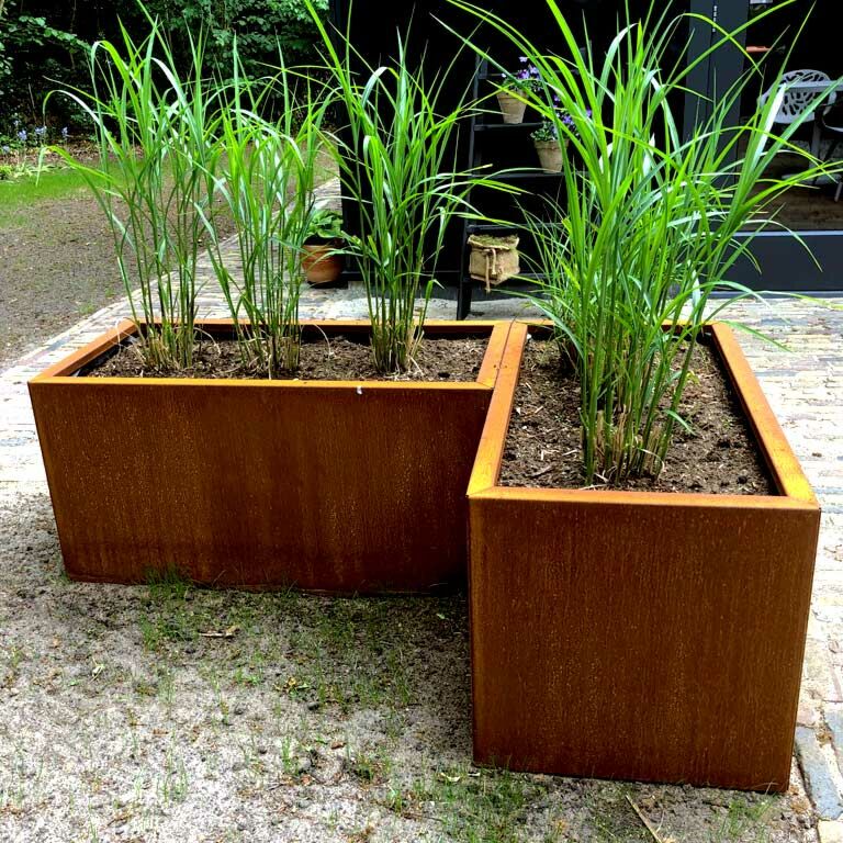 Plantekasse af cortenstål Texas 50 x 100 cm