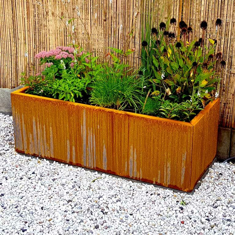 Plantekasse af cortenstål Texas 50 x 120 cm