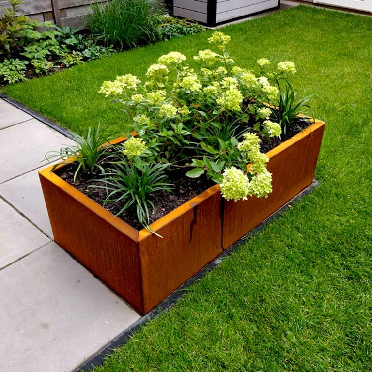 Plantekasse af cortenstål Texas 60 x 120 cm