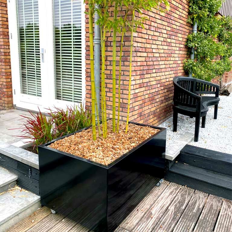 Plantekasse af pulverlakeret stål Texas 60 x 120 cm