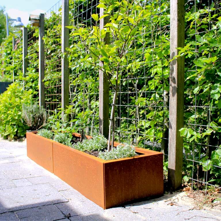 Plantekasse af cortenstål Texas xxl 160 x 40 cm