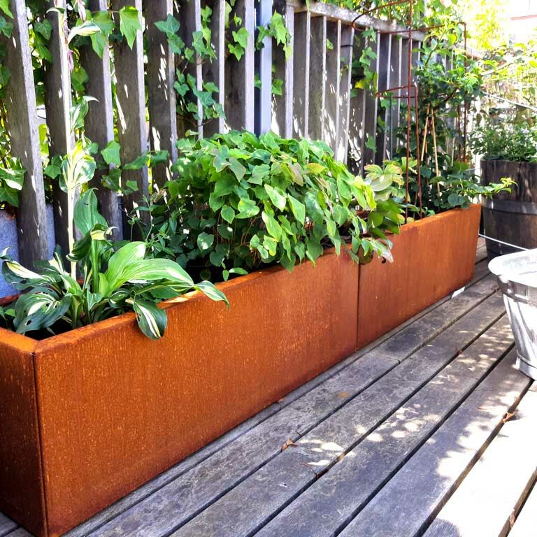 Plantekasse af cortenstål Texas xxl 200 x 30 cm