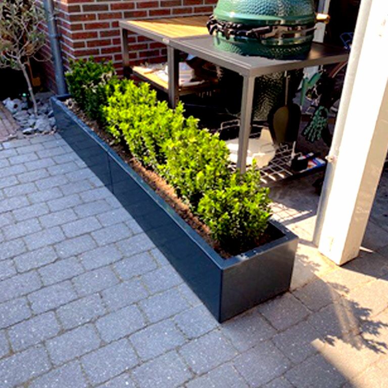 Plantekasse af pulverlakeret stål Texas xxl 240 x 30 cm
