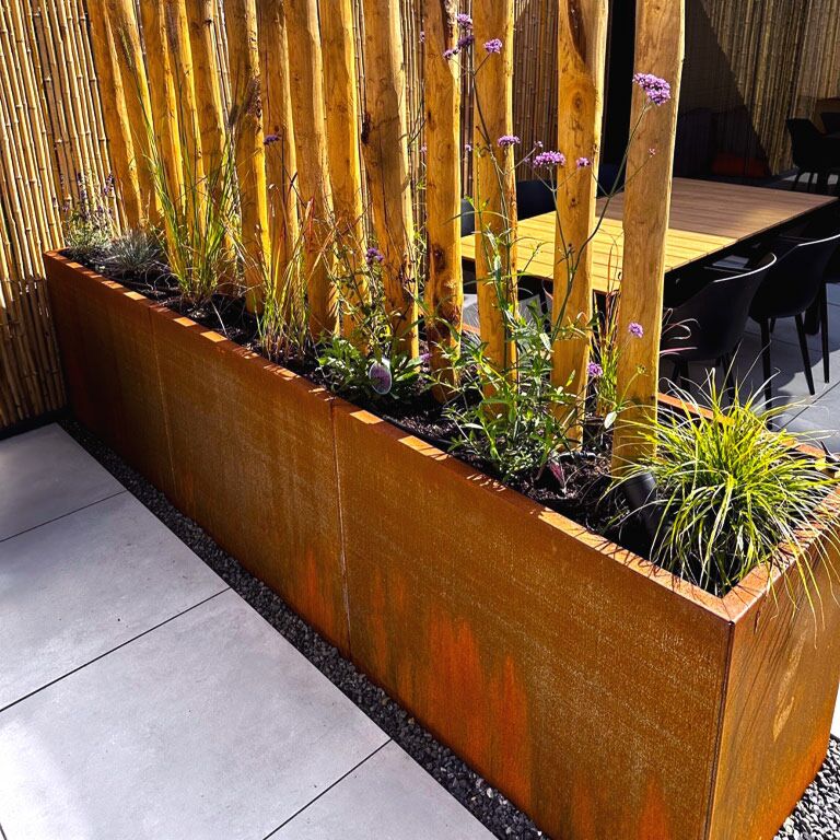 Plantekasse af cortenstål Texas xxl 300 x 60 cm