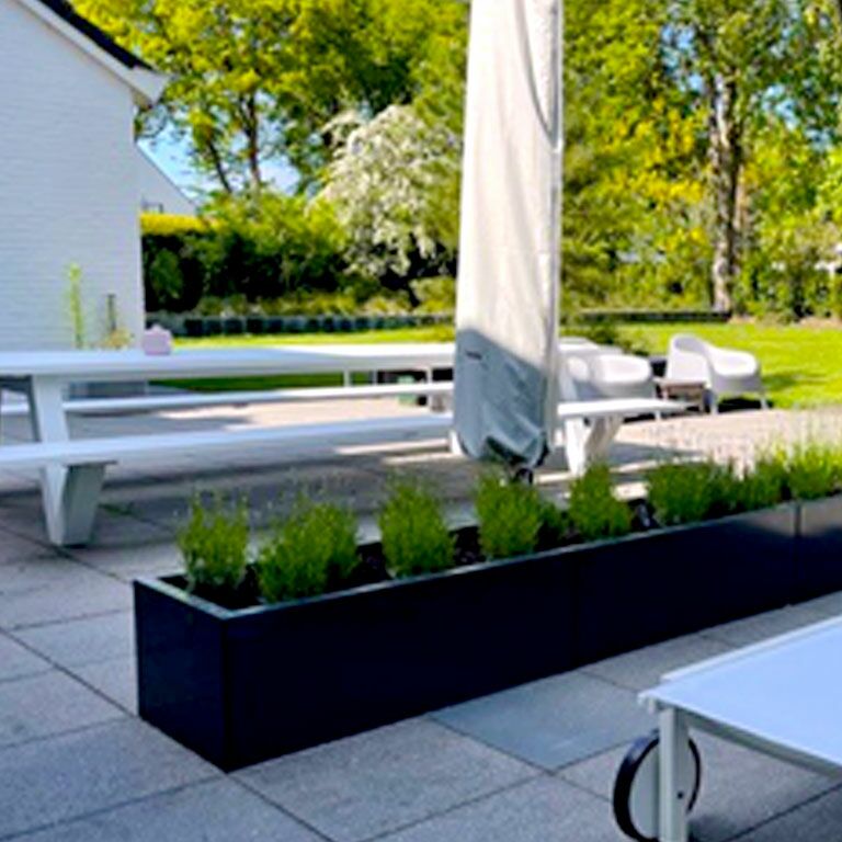 Plantekasse af pulverlakeret stål Texas xxl 360 x 30 cm