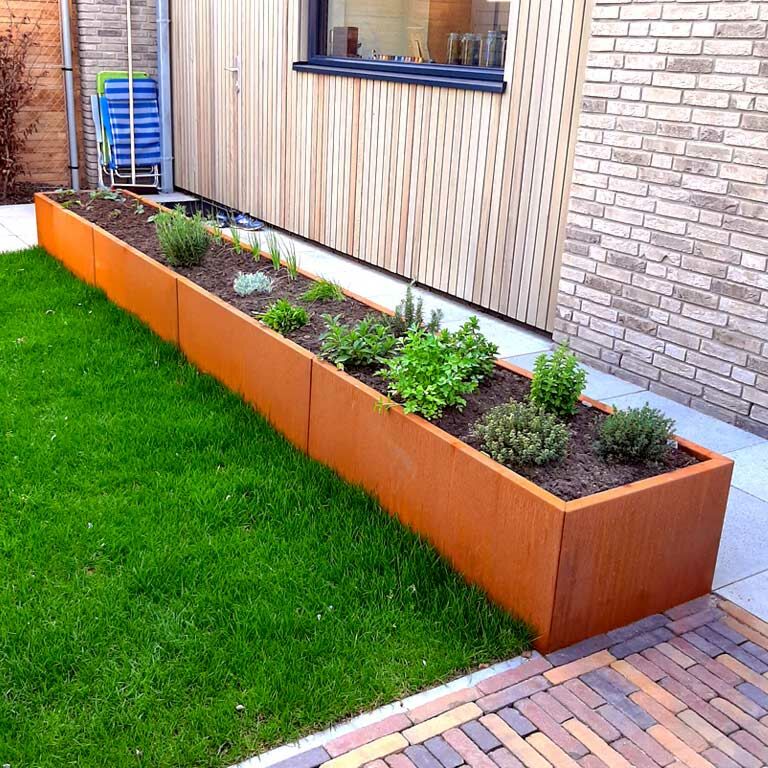 Plantekasse af cortenstål Texas xxl 480 x 60 cm