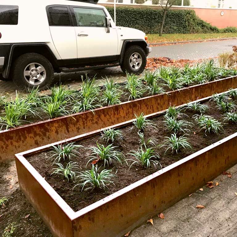 Plantekasse af cortenstål Texas xxl 500 x 80 cm