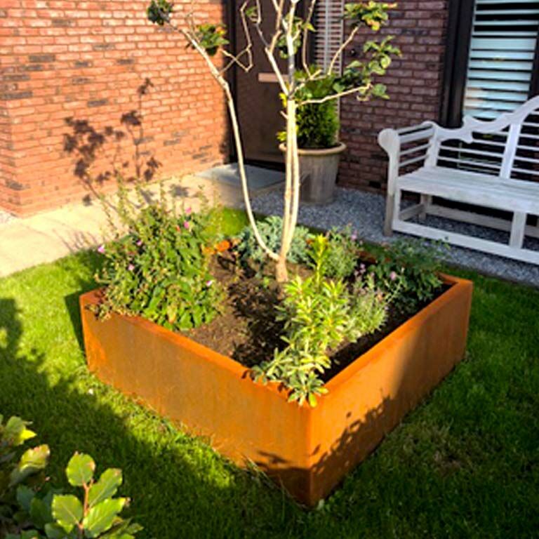 Svejst plantekasse Corten-stål Montana 120 x 120 x 40 cm