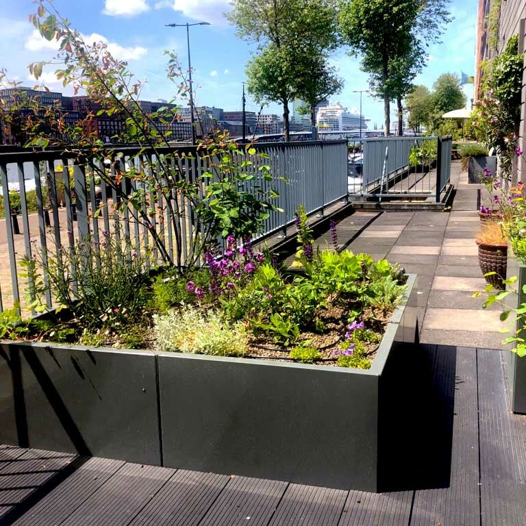 Plantekasse af pulverlakeret stål Miami xxl 150 x 150 cm