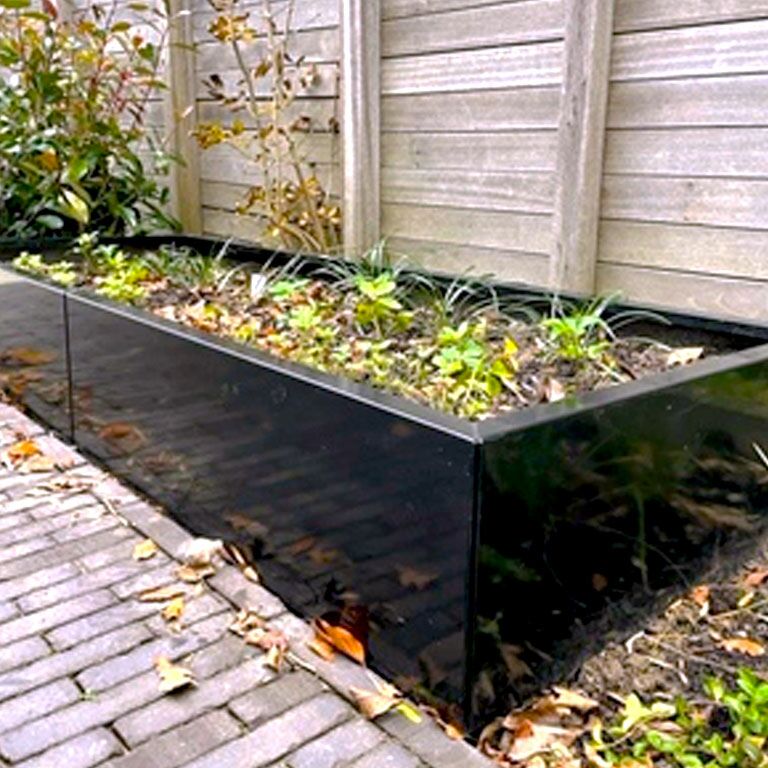 Plantekasse af pulverlakeret stål Texas xxl 480 x 80 cm