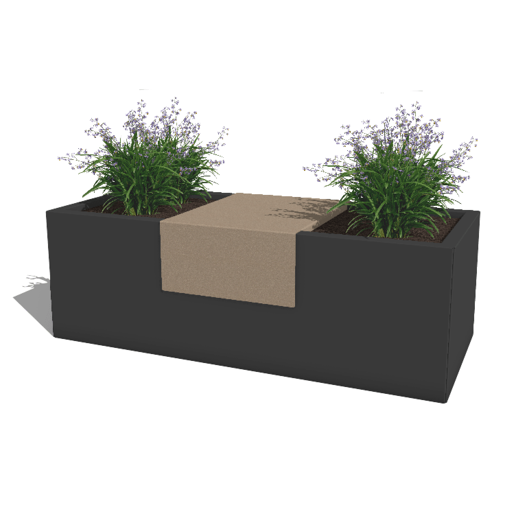 Plateau til plantekasse af pulverlakeret stål 40 x 51 x 20 cm