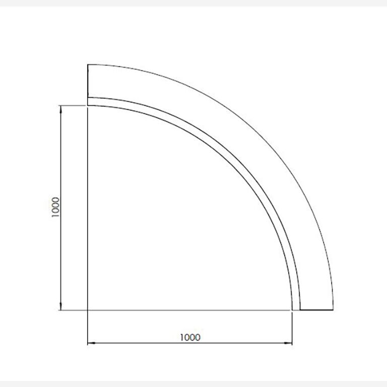 Støttemur af cortenstål indvendig kurve 100 x 100 cm (højde 30 cm)