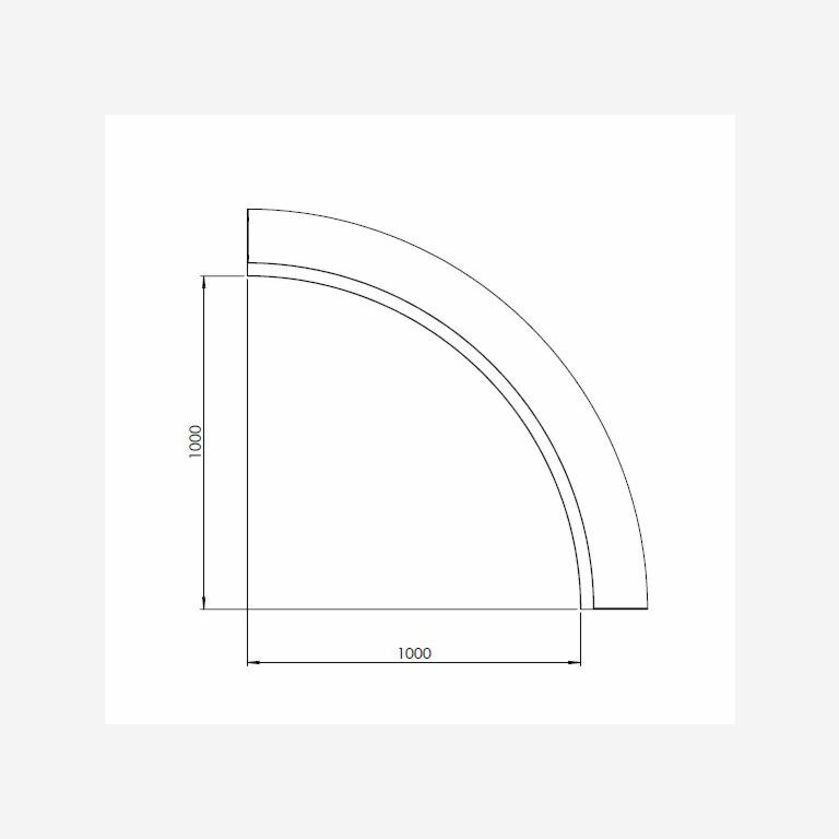 Støttemur af pulverlakeret stål indvendig kurve 100 x 100 cm (højde 50 cm)
