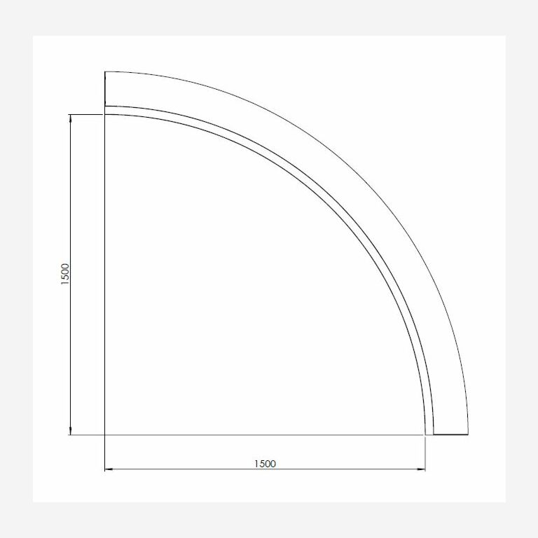 Støttemur af cortenstål indvendig kurve 150 x 150 cm (højde 50 cm)
