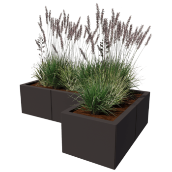 Stål plantekasse - L-formet - 120 x 80 x 40 cm - RAL9005 mat (sort) - Uden bundplade