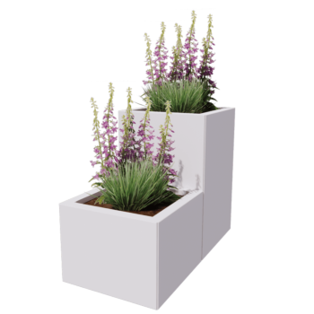 Stål plantekasse - 2-delt trappemodel - 80 x 40 x 60 cm - RAL9005 mat (sort) - Med bundplade