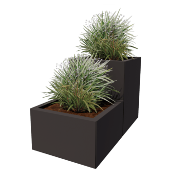 Stål plantekasse - 2-delt trappemodel - 100 x 50 x 60 cm - Andre RAL-farve - Med bundplade