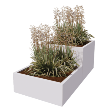 Stål plantekasse - 2-delt trappemodel - 160 x 80 x 60 cm - Andre RAL-farve - Uden bundplade