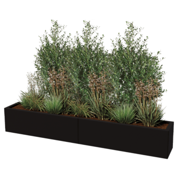 Stål plantekasse XXL - Rektangel - 200 x 30 x 40 cm - RAL9010 mat (hvid) - Med bundplade