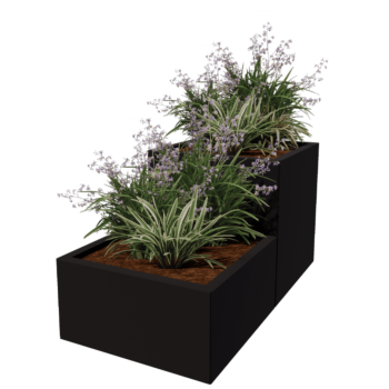 Stål plantekasse - 2-delt trappemodel - 120 x 60 x 60 cm - Andre RAL-farve - Med bundplade